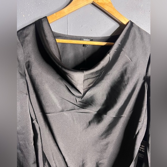 Express Satin-Look Long Sleeve Bodysuit. Size S - Picture 3 of 11